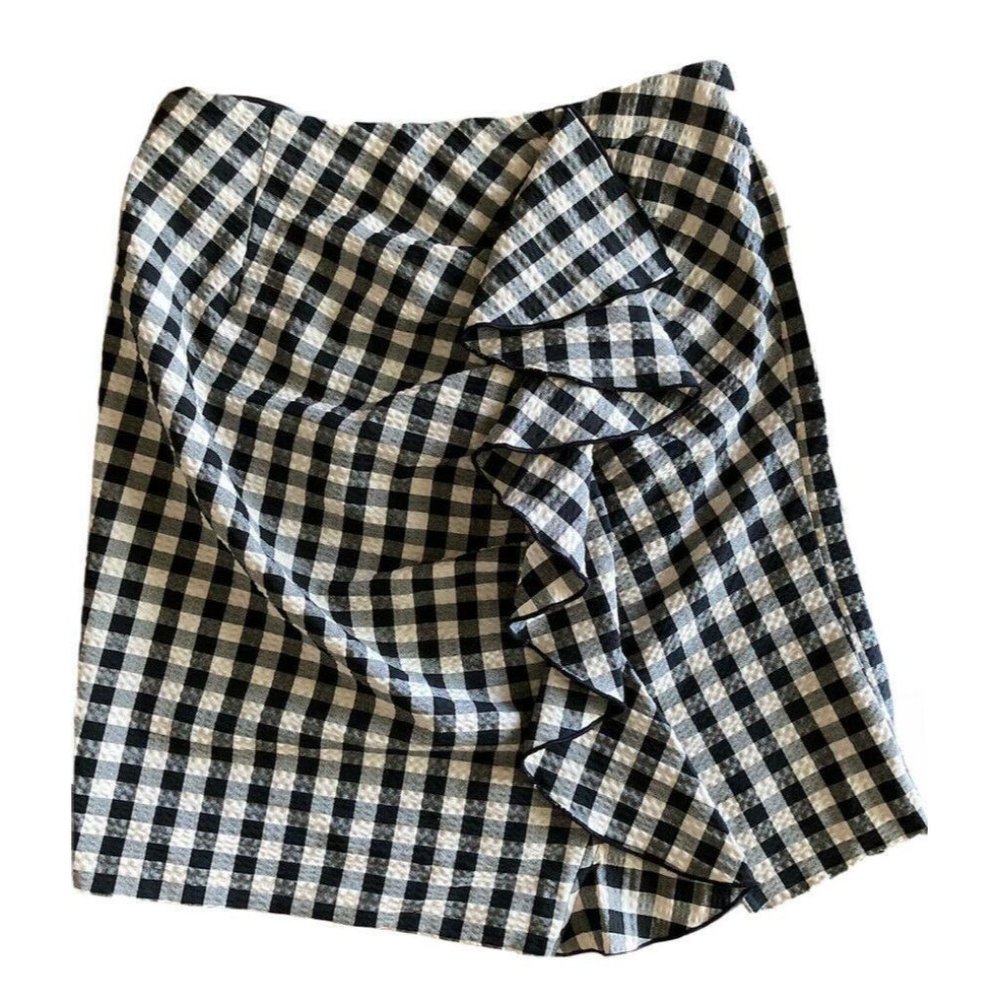 H&M Black White Gingham Above Knee Skirt Size 6